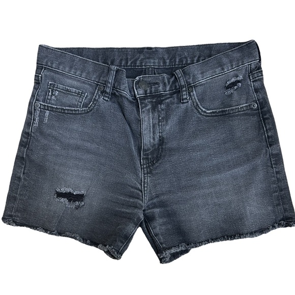 Black Uniqlo denim cutoff shorts - Picture 1 of 5